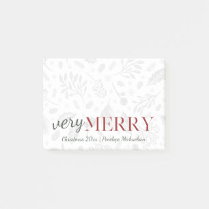 Post-it® Très joyeux Botanique d'hiver avec nom Noël