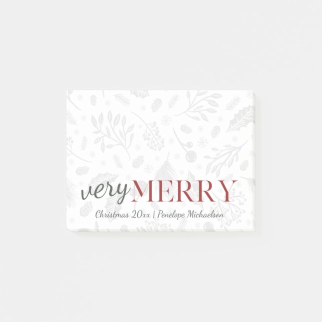 Post-it® Très joyeux Botanique d'hiver avec nom Noël (Devant)