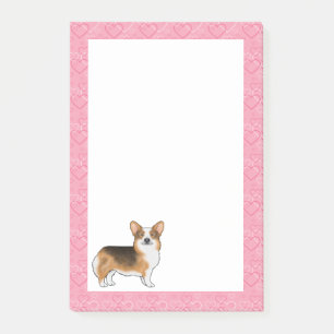 Post-it® Tri Pembroke Gallois Corgi à tête rouge Aimer rose