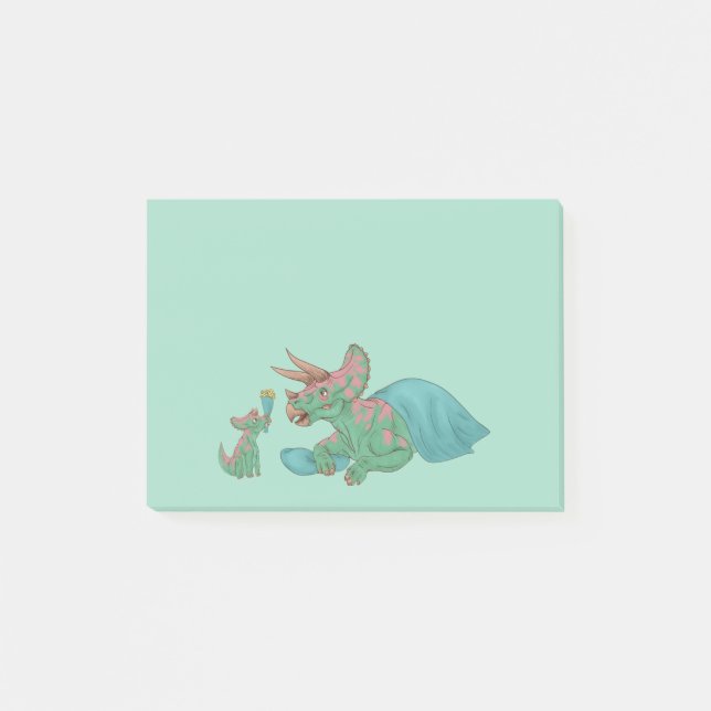Post-it® Tricératops donnant des fleurs (Devant)