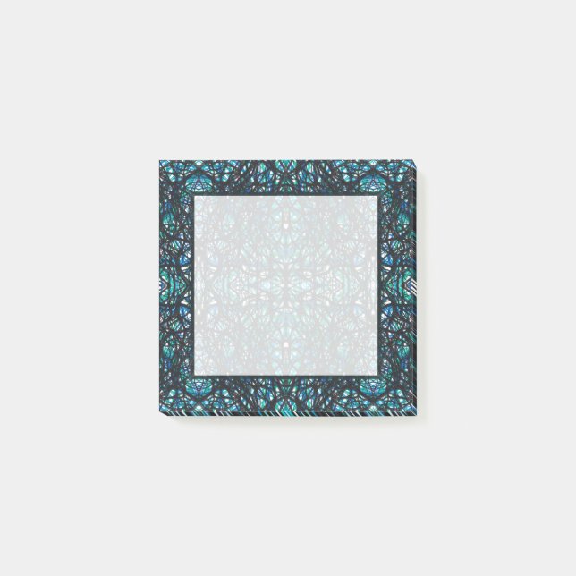 Post-it® Trickster Bleu Vert Noir Abstrait Encre De Chine A (Devant)