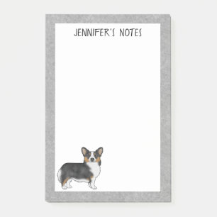 Post-it® Tricolore Noir Pembroke Welsh Corgi Chien Et Texte