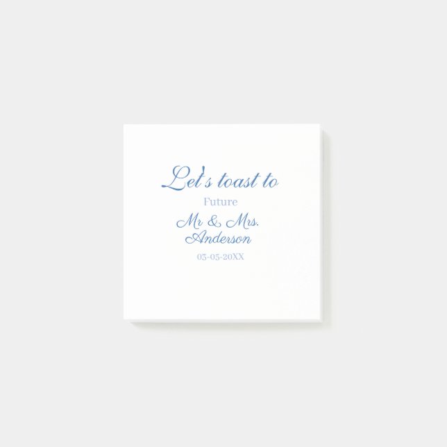 Post-it® trinquons aux futurs mr & mrs couple mariage bleu (Devant)