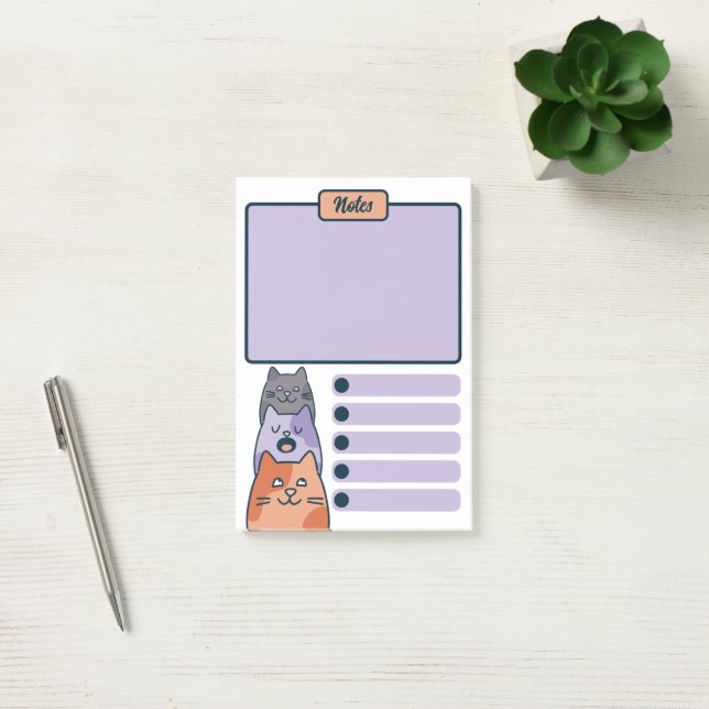 Post-it® Trio Amusant de Chats de Dessin Animé (Bureau)