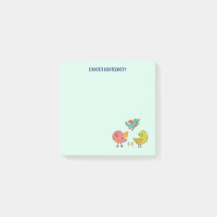 Post-it® Trio d'oiseaux Whimsical colorés et mignons