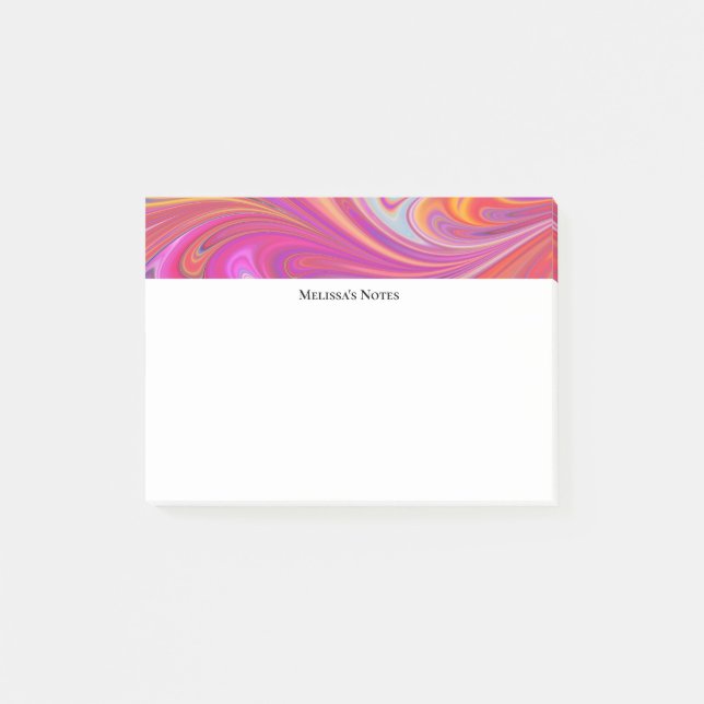 Post-it® Trippy rose et orange design Tourbillonnant (Devant)