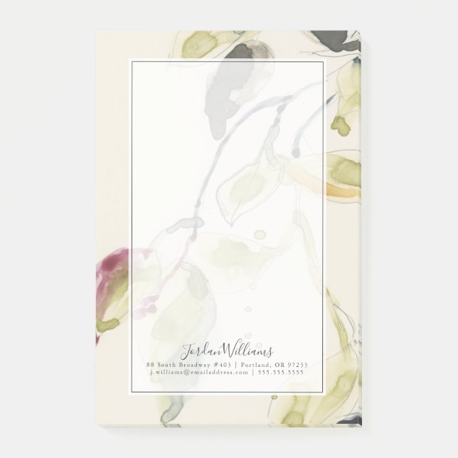 Post-it® Triptyque de branche de feuille d'aquarelle (Devant)