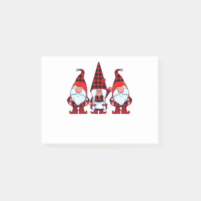 Post-it® Trois Gnomes à Buffalo Plaid Noël Gnome Xmas (Devant)