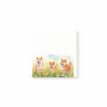 trois mignonette shiba inus et des pandelions post