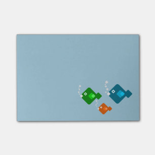 Post-it® Trois mignons et natation à 8 bits colorée de