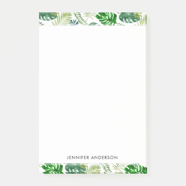Post-it® Tropical Jungle Vert Blanc Monstera Palm Feuilles (Devant)