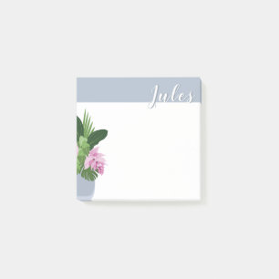 Post-it® Tropical Medinilla Rose Flower Blue Vase Ajouter u