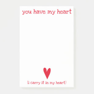 Post-it® Tu as mon coeur Poème de E.E. Cummings
