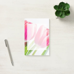 Post-it® Tulipes roses avec Feuille vert photo