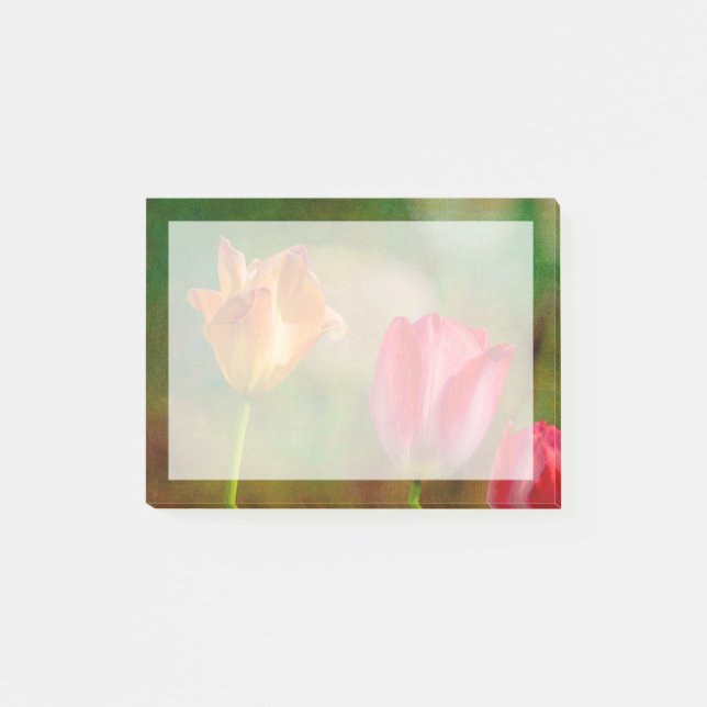 Post-it® Tulipes rouges et jaunes sur fond texturé (Devant)