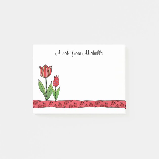 Post-it® Tulipes rouges personnalisées (Devant)