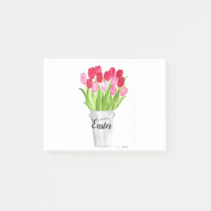 Post-it® Tulips Watercolor Floral Happy Easter Pink elegant
