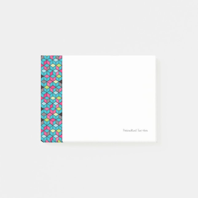 Post-it® Turqouise et Motif de Cube rose (Devant)