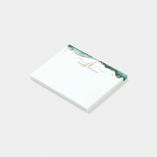 Post-it® Turquoise Agate Geode Gold Parties scintillant Scr (Incliné)