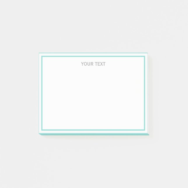 Post-it® Turquoise Aqua Blanc Nom encadré Monogramme (Devant)