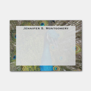 Post-it® Turquoise Bleu Vert Citron Plume de Paon Monogramm