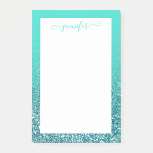 Post-it® Turquoise et paillettes sarcelle personnalisées om