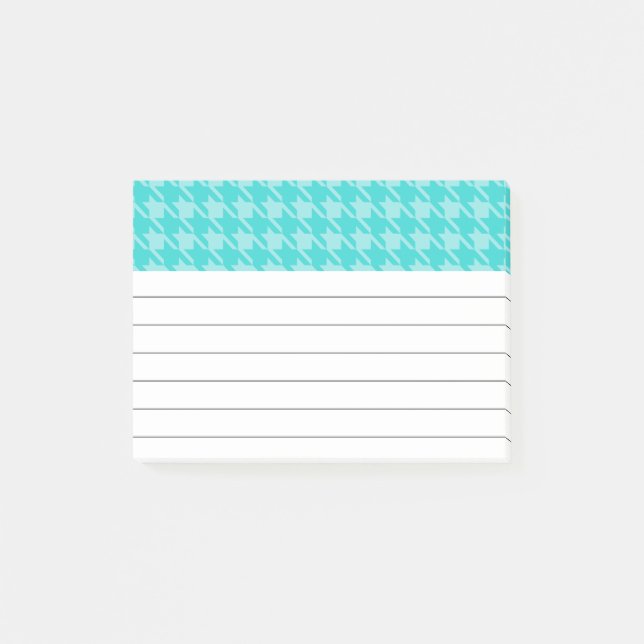 Post-it® Turquoise Houndstooth Post It Notes (Devant)