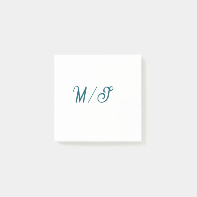 Post-it® Turquoise monogramme nom de couple de mariage simp (Devant)
