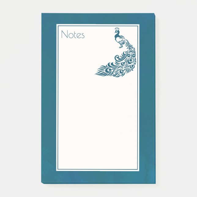 Post-it® Turquoise Peacock Bold Design Art Déco élégant (Devant)
