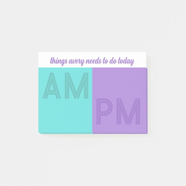 Post-it® Turquoise Purple Things To Do Today AM / PM (Devant)