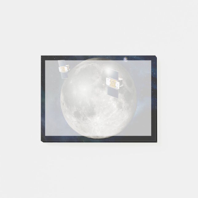 Post-it® Twin Grail Spacecraft Orbitant La Lune. (Devant)