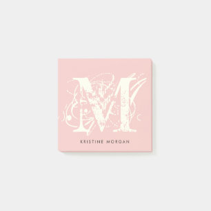 Post-it® Typographie de poussette nom de monogramme rose p