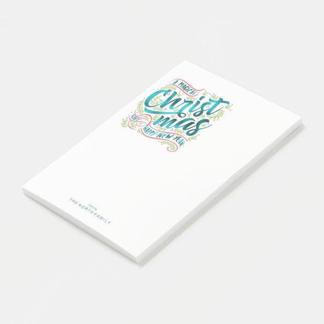 Post-it® Typographie magique de Noël ID441 Turquoise (Incliné)