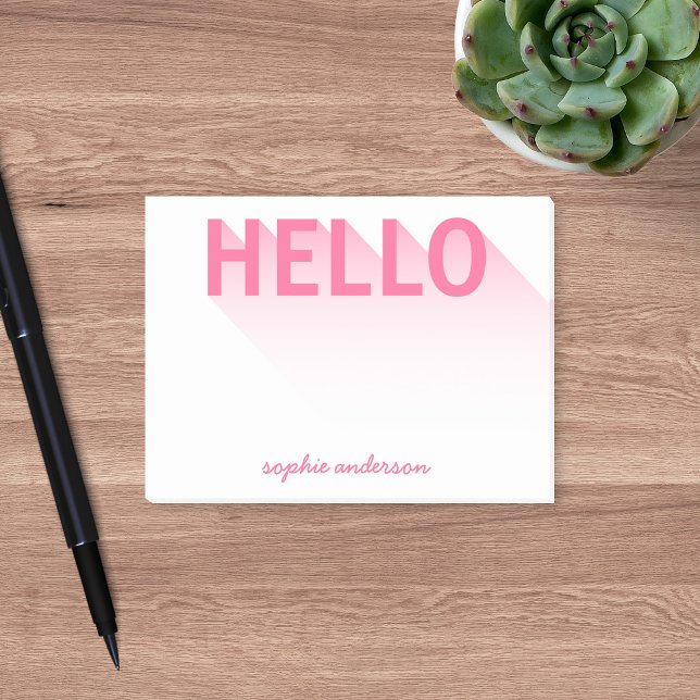 Post-it® Typographie moderne Rose Hello (Créateur téléchargé)