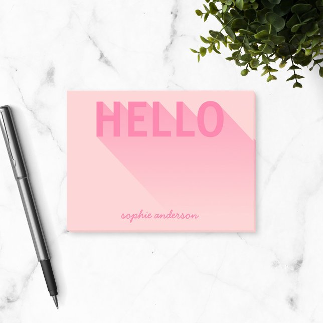 Post-it® Typographie moderne Rose Hello (Créateur téléchargé)