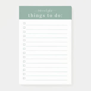 Post-it® Typographie rétro minimale   Monogramme vert