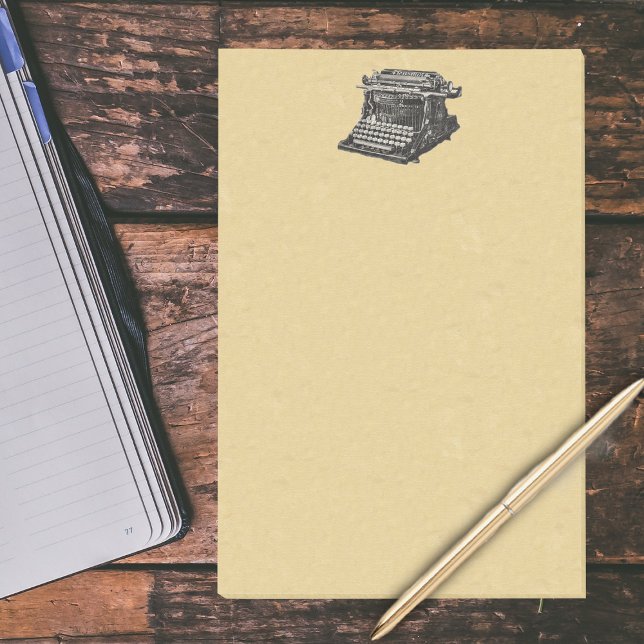 Post-it® Typographie vintage d'antan noir (Vintage old time black white manual typewriter drawing on tan large post it notes.)