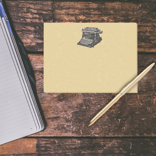 Post-it® Typographie vintage d'antan noir (Old manual vintage black white typewriter drawing on tan post it notes.)
