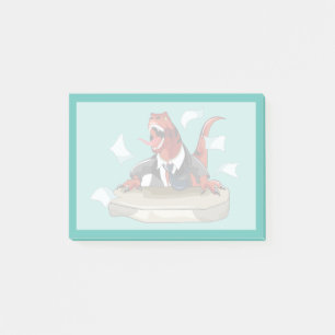 Post-it® Tyrannosaurus Rex Boss Assis À Un Bureau.