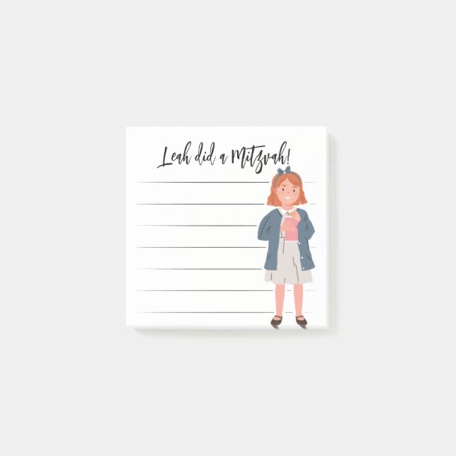Post-it® Tzedaka Mitzvah Notes - Girl Giving Tzedaka (Devant)