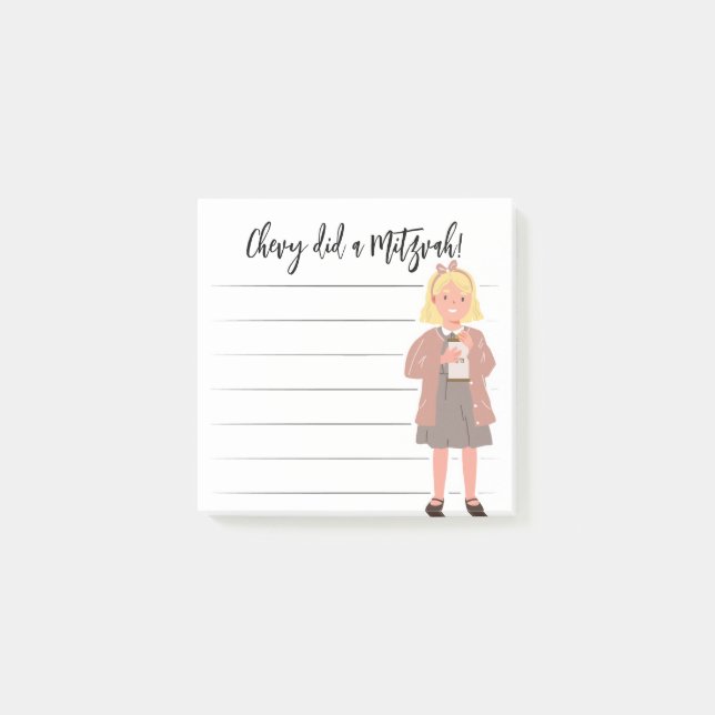 Post-it® Tzedaka Mitzvah Notes - Girl Giving Tzedaka (Devant)