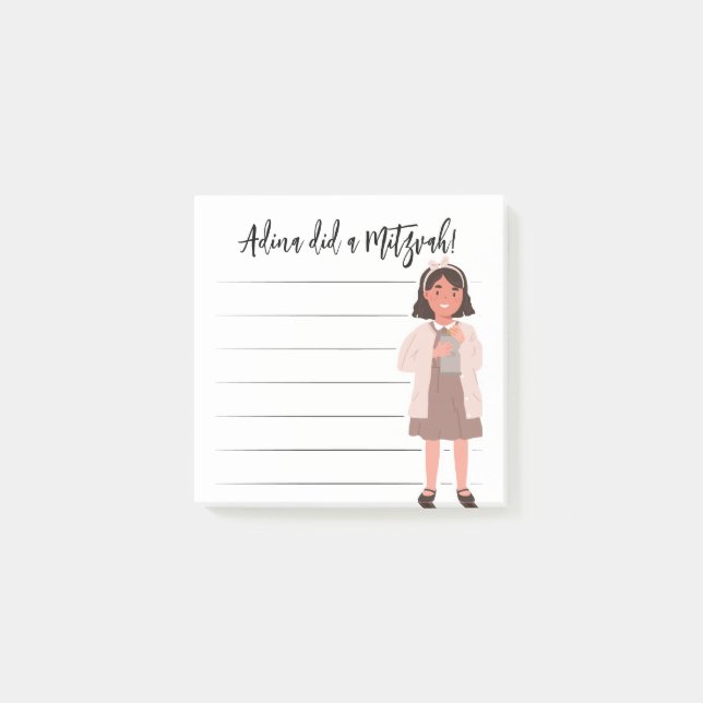 Post-it® Tzedaka Mitzvah Notes - Girl Giving Tzedaka (Devant)