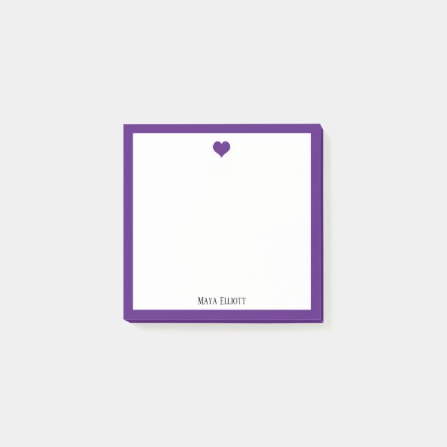 Post-it® Un coeur mauve clair et une frontière sur blanc av (Devant)