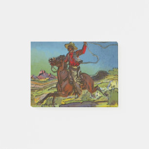 Post-it® Un cowboy balance un lasso à cheval