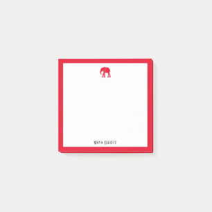 Post-it® Un éléphant rouge vif et une frontière blanche ave