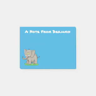 Post-it® Un joli éléphant drôle avec un oiseau sur le tronc