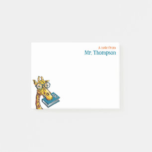 Post-it® Un message de l'enseignant avec nom - Silly Giraff