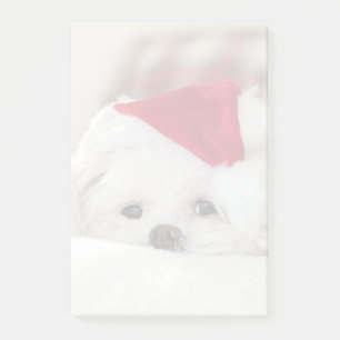 Post-it® Un mignon chien blanc dans un Casquette de Noël ro