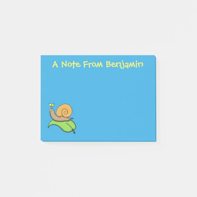 Post-it® Un mignon escargot heureux sur une illustration d' (Devant)
