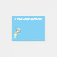 Un mignon robot volant dans l'espace dessin animé